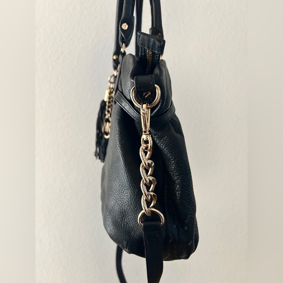 Michael Kors Megan Pebbled Leather Tassel Satchel Crossbody Handbag- Pre Owned - Picture 3 of 14